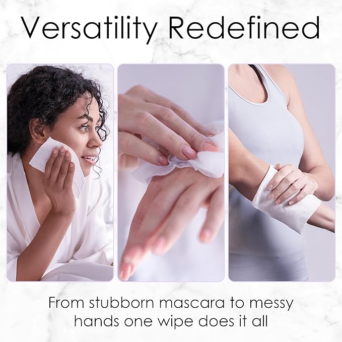 Lavender Face Wipes - 120 pcs - Gentle Makeup Remover Wipes for Women - Facial Cleansing Wipe with Aloe, Castor, Vitamin A and E - Extra Soft - Moisturizing