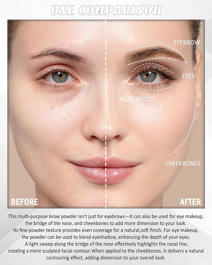 Eyebrow Powder Kit,3 Color Dark Brown Grey Light Auburn Eye Brow Powder Palette with Razor Brush,Long Lasting Waterproof Brow Filler Fill Sculpt Full Eyebrows,Christmas Makeup Gift Set for Women-02