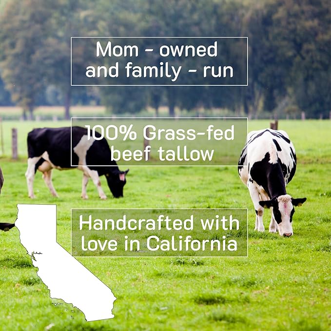 Grass Fed Beef Tallow Moisturizer with Organic Olive Oil & Vanilla | Natural Body Butter for Dry, Sensitive & Eczema-Prone Skin | Face, Hands & Body Cream | Nourishing Anti-Aging Balm | 2 fl oz