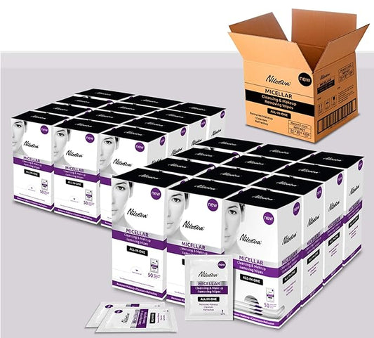 Face Makeup Remover I Makeup Cleansing Wipes For Home, Travel or Hotels, Makeup Retail I SINGLE WIPES I Easy Dispensing Box For Hotels (1200 Wipes [24 Packs X 50 Wipes] Super Bulk Value)
