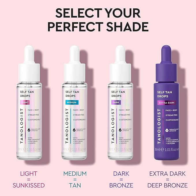 Tanologist Extra Dark Self Tan Drops, Streak-Free Body & Face Tanning Drops, No Fake Tan Smell, For Moisturizer & Lotion, Bronzing Face Tanner, Skincare Ingredients, Vegan, 1.01 fl. oz/30 ml Bottle