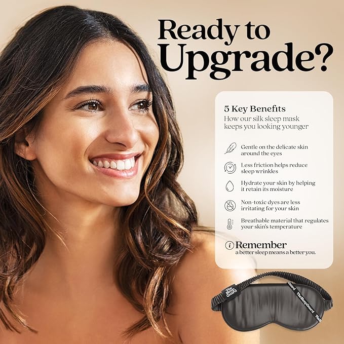 TheSleepGuard Pure Silk Sleep Mask [100% 6A Mulberry Silk, 22 Momme] Light Blocking Travel Essentials. Eye Masks for Sleeping. Black Oeko-Tex Blindfold. Eye Covers for Men & Women