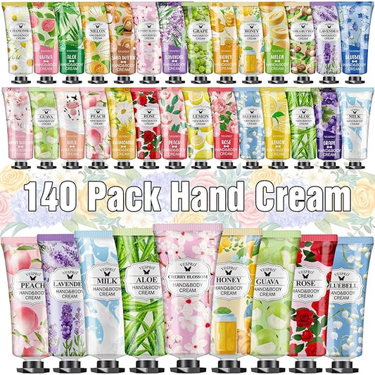 VESPRO 140 Pack Hand Cream Gifts Set, Stocking Stuffers for Women, Hand Lotion Travel Size for Dry Cracked Hands, Mini Hand Cream for Christmas Small Gifts, Thank You Gifts and Birthday Gifts