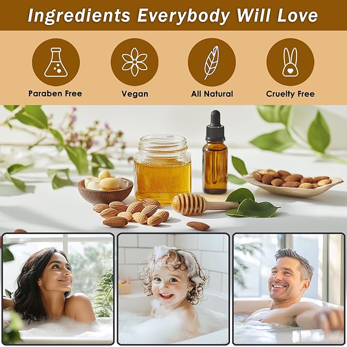 Spa Baskets For Women - Luxury Bath Set With Honey & Almond - Spa Kit Includes Wash, Bubble Bath, Lotion, Bath Salts, Body Scrub, Hand Cream, Shower Puff, Bathbombs, Soap and Towel