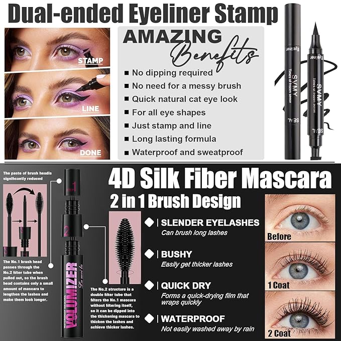 All in One Makeup Kit,Includes Naked Eyeshadow,Liquid Foundation,CC Cream,Lipstick Set,Mascara,Brush,Sponge,Eyebrow Powder,Eyebrow Soap,Eyeliner Stamp, Primer,Contour Stick,Cosmetic Bag