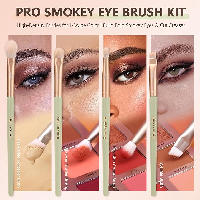 Makeup Brush Set Eyeshadow 5 Pcs, Eye Shadow Brushes for Women With Powder Puff, Fluffy Blending Brush, Crease, Eyeliner Brush Professional, Makeup Artist Set, Vegan & Cruelty Free