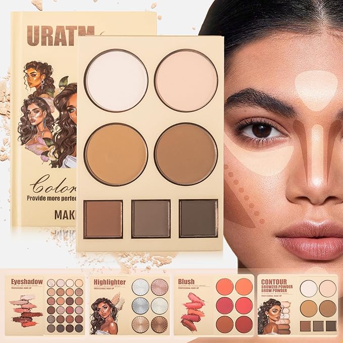 4-Layer Multi - Functional Beauty Book Kit- Style Makeup Palette Ingeniously Combines Eyeshadows, Blushes, Highlighters, Contour Powders In One,Best Choice for A Gift for Women (U103B)