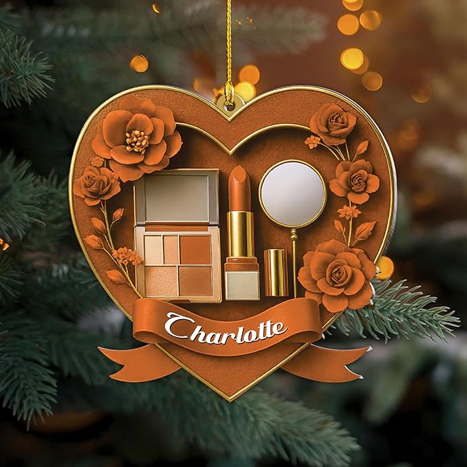 Personalized Makeup Tools Christmas Ornament 2025, Makeup Box Christmas Ornament Gift for Makeup Artist, Christmas Tree Decor for Makeup Shop, Gift for New Makeup Coworkers (Makeup 11)