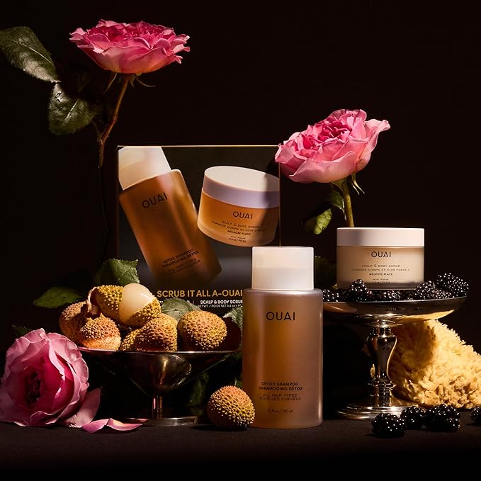 OUAI Scrub It All A-OUAI Hair Care Set - Clarifying Shampoo & Exfoliating Body Scrub Duo - Hair Care Kit with Detox Shampoo & Travel Size Body Scrub (2 Count)