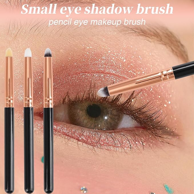 Professional Small Pencil Eyeshadow Brush 24Pcs for Eye Shadow Eyeliner Smudge Blending Precision Perfect Cut Crease Makeup Brushes Tool Set（Multicolor-EA01）