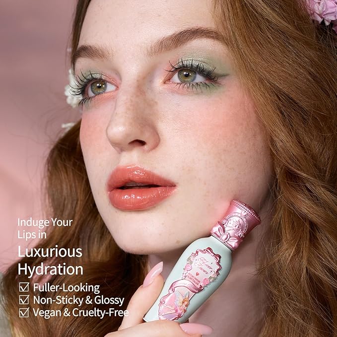 Flower Knows Midsummer Fairytales Coating Lip Lacquer,Glowy Non-Fading Lip Gloss,Hydrating Tinted Lip Oil for Girls&Women,Vegan & Cruelty Free,0.17Fl Oz(G07 Lullaby)