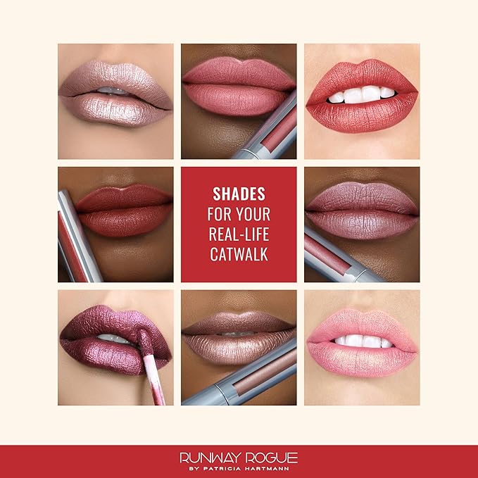 Runway Rogue Pearl Glam Long Wear Shimmer Liquid Lipstick, Metallic Pale-Mauve Lipstick with Silver and Gold Shimmer, ‘Boss Babe’