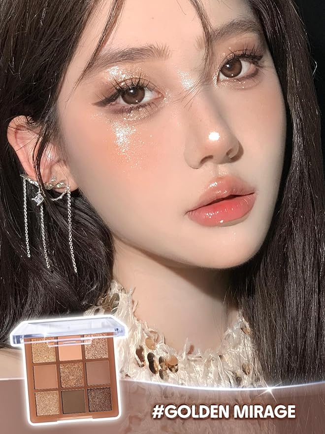 SHEGLAM Eyeshadow Palette 9-Color Ultra-pigmented Shimmer & Matte Shades, Vegan & Cruelty-free-Golden Mirage