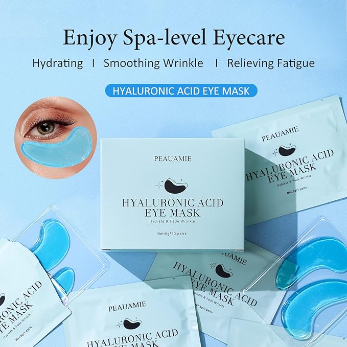 Under Eye Patchs Hyaluronic Acid Eye Mask for Dark Circles and Puffiness Wrinkle Eye Bags 30 Pairs