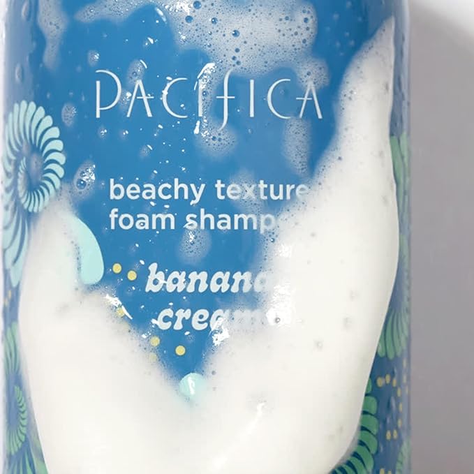 Pacifica Banana Cream Beachy Texture Foam Shampoo – Texturizing Foaming Shampoo for Beachy Waves, Adds Volume & Tousled Look, Sulfate-Free Deep Clean Beauty Vegan & Cruelty-Free Dermatologist Tested