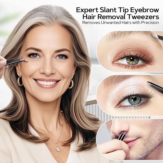 MIYADIVA Magnifying Mirror 40X/30X/20X, 3.5 Inch Round Compact Mirror with Suction Cup, 2Ps Stainless Steel Tweezers, Perfect for Makeup, Eyebrows, Beards, Travel