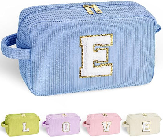 YOOLIFE Cosmetic Bag Teen Girl Stuff - Cute Gifts Letter Makeup Travel Bag Make Up Bag Makeup Brush Bag Toiletry Bag Girls Birthday Gifts for Daughter Sister Wife Mother Her Womens Gifts Letter E