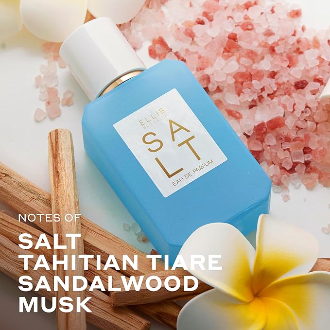 Ellis Brooklyn Salt Eau de Parfum, Fragrance with Ambergris, Tahitian Tiare, Ylang Ylang & Sandalwood - Tropical, Sensual Scent for Women - Vegan, Cruelty-Free Paraben-Free, 50ml / 1.7oz