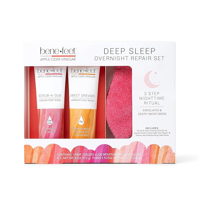 Benefeet Deep Sleep Overnight Foot Repair Gift Set - Luxurious Foot Care for Dry, Cracked Heels - Perfect Self-Care Gift for Any Occasion (3-Piece Set)