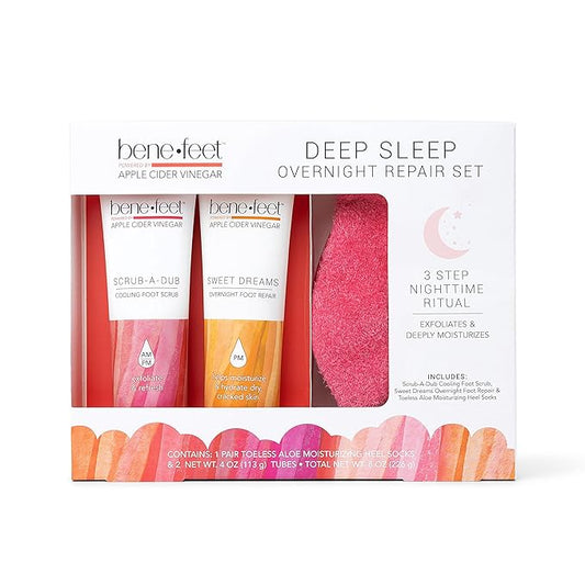 Benefeet Deep Sleep Overnight Foot Repair Gift Set - Luxurious Foot Care for Dry, Cracked Heels - Perfect Self-Care Gift for Any Occasion (3-Piece Set)