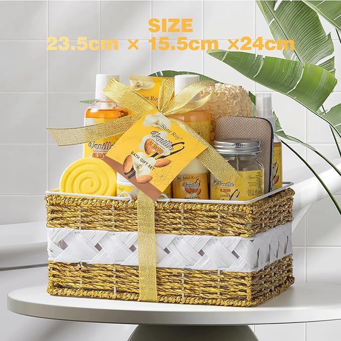 Bath & Body Gift Set, 19pcs Vanilla & Honey Almond Scents Bath Gift Baskets Home Spa Gift, Bath Spa Kit For Women and Men Luxury Home Spa Bath Gift Basket, Skin Care Gift Set, Spa Gifts, Pamper Gifts