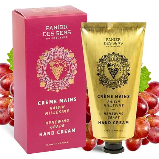 Panier des Sens - Hand Cream for Dry Cracked Hands - Grape Hand Lotion with Shea Butter & Grape Seed Oil - Vitamin E Skin Moisturizer with 97% Natural Ingredients - Made in France, 2.5 fl oz