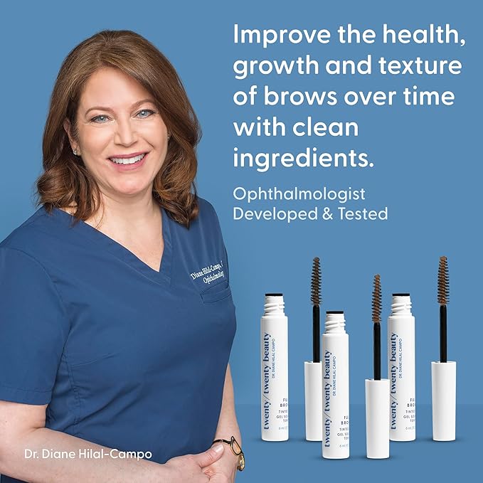 Full Brows Tinted Eyebrow Gel – Tinted Brow Gel for Fuller Eyebrows - Gentle & Safe for Sensitive Skin & Dry Eyes - Ophthalmologist Developed - Vegan, Cruelty-Free, Clean Ingredients (Brown)