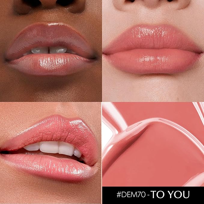 Nude Pink Lipstick for Women Hydrate Glossy Lipstick Moisture Lip Gloss Sheer-Medium Coverage Long Lasting Lipsticks for Dry Lips,DM70 Peach Nude