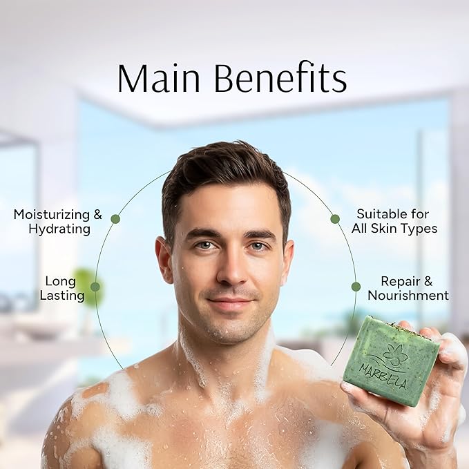 Marbela Cosmetics Fresh Forest Handmade Soap Bar - Made in USA, Vegan Friendly, Palm Oil Free, Natural Bar Soap - Gentle Face & Body Soap for Daily Skin Care, Moisturizing & Nourishing - 3.5 oz