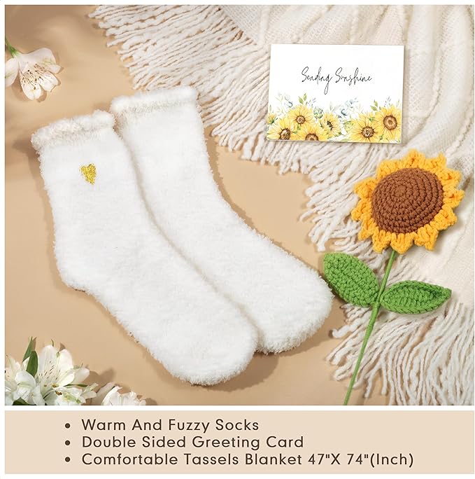 Gifts for Women, Best Friend Birthday Gifts, Get Well Soon Self Care Package Box, Sending Sunshine Sunflower Basket, Thinking of You Inspirational Gifts for Mom Her Sister Wife