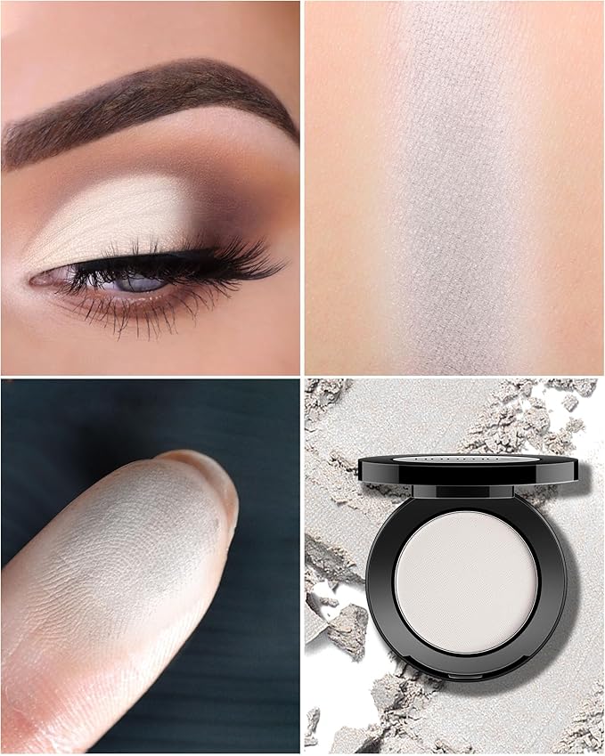 Single White Eyeshadow Handmade Goth Eye Sahdow Makeup Palette for Halloween Pigmented Long Lasting White Matte Eyeshadow-1White