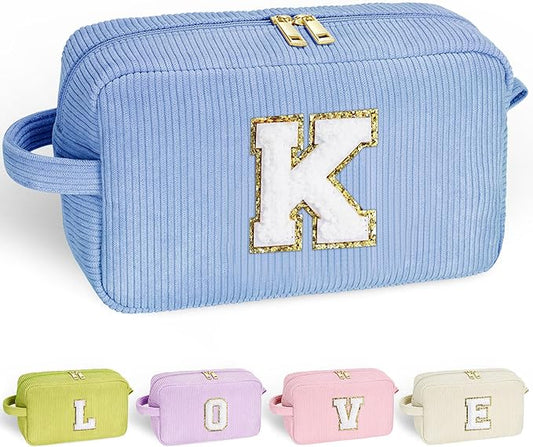 YOOLIFE Bridesmaid Proposal Gifts - Personalized Makeup Bag for Women, Bride, Friend, Teacher, Mom Gifts - Letter K