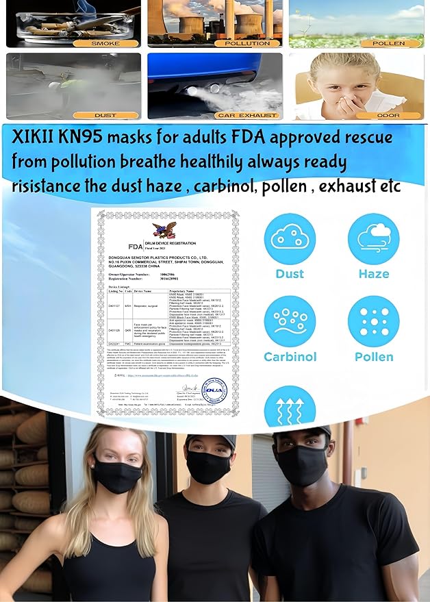 KN95 Masks for Adults 50PCS 5 Layer Mascarillas Filter Efficiency≥98% Breathable Elastic Ear Loops & Adjust Nose Clip Kn95 Face Mask for Travel Healthcare/Essential Workers