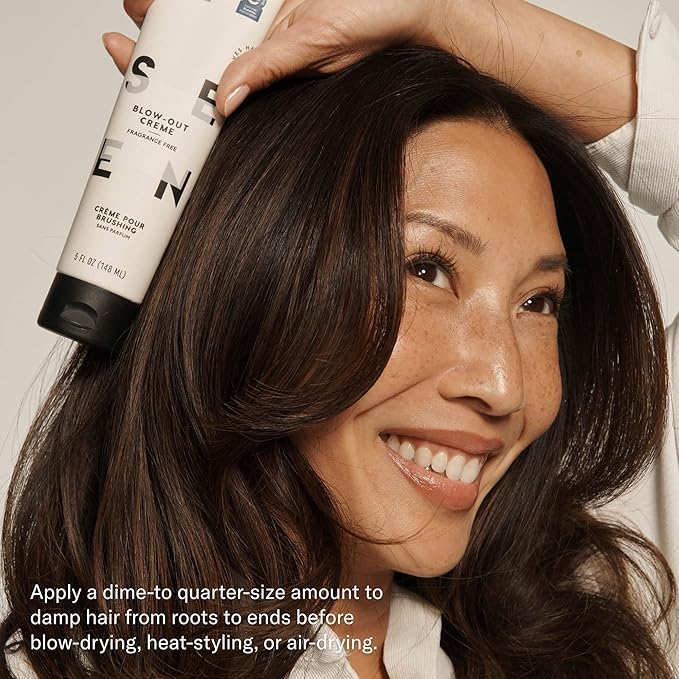 SEEN Blow-Out Creme, Fragrance Free - Non-Comedogenic & Sulfate-Free Blow Out Hair Cream- Reduces Frizz- Heat Protectant- Safe for Sensitive, Eczema & Acne Prone Skin