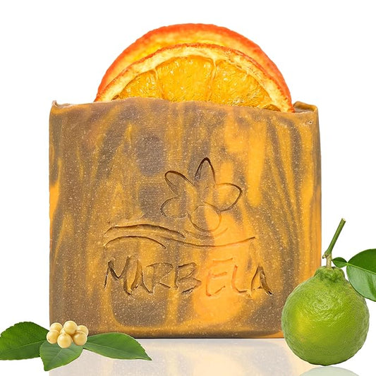 Marbela Cosmetics Orange Ginger Handmade Soap Bar - Made in USA, Vegan Friendly, Palm Oil Free, Natural Bar Soap - Gentle Face & Body Soap for Daily Skin Care, Moisturizing & Nourishing - 3.5 oz