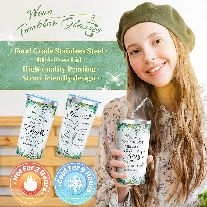 Fortuning's JDS 13PCS Christian Gifts for Women Faith- Inspirational Religious Catholic Gifts Basket, Green Self Care Package Get Well Soon Gifts,Birthday Gifts, for Mom Her Wife Girlfriend Friend