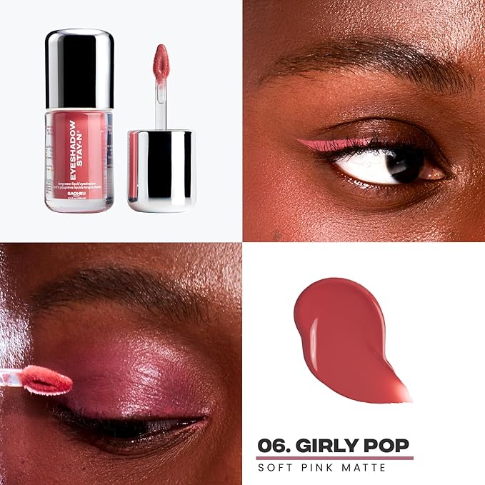 Sacheu Liquid Eyeshadow STAY-N Longwear Eye Makeup — Buildable Highly Pigmented & Blendable Eye Shadow Cream in Matte & Shimmer Finishes, Girly POP