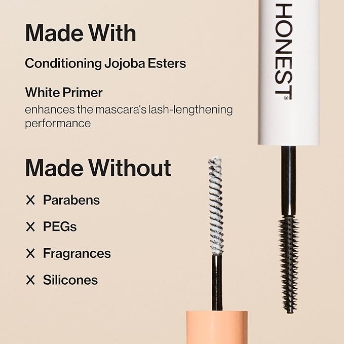 Honest Beauty 2-in-1 Extreme Length Clean Mascara + Lash Primer | Lengthening + Volumizing | Cruelty Free + Safe for Sensitive Eyes | Black, .27 fl oz