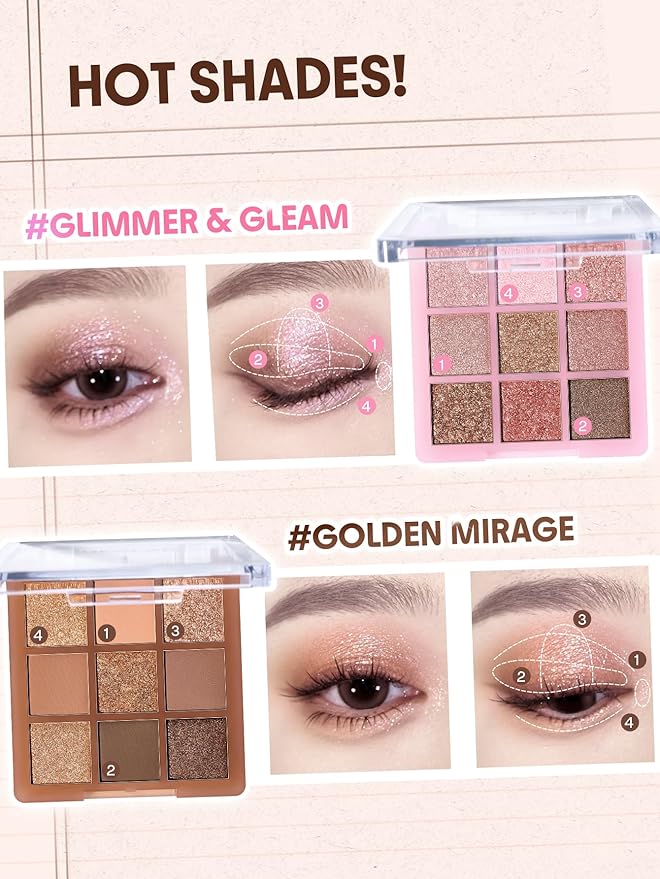 SHEGLAM Eyeshadow Palette 9-Color Ultra-pigmented Shimmer & Matte Shades, Vegan & Cruelty-free-Golden Mirage