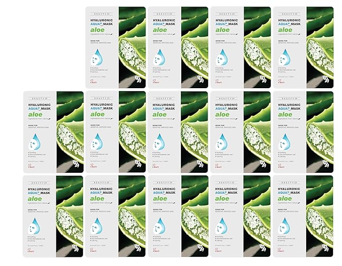 Hyaluronic Aqua Plus Essence Full Face Facial Sheet Mask 14 Sheets - 2 WEEKS SET (ALOE - 14 pack)