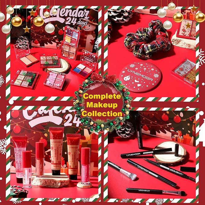 Makeup Advent Calendar 2025 Women Teen Girls,24 Days Christmas Beauty Make Up Sets for Party Festival, Advent Beauty Calendar 2025 Cosmetics Holiday Surprise Make Up Kits for Women Full Kit
