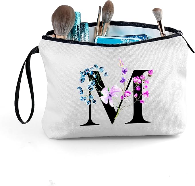 SEAMOON Birthday Maid of Honor Gifts for Women Her Mom Team Teacher Friend Bridesmaid Bride Personalized Makeup Cosmetic Bag with Mirror Valentines Mothers Day Christmas Graduation M