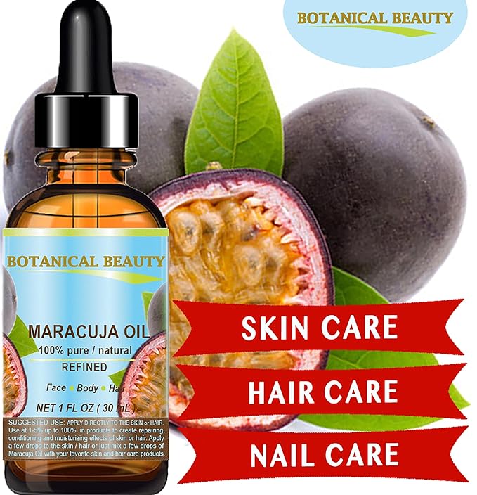 Botanical Beauty MARACUJA OIL 100% Pure Natural Cold Pressed Undiluted for Face, Skin, Hair, Body, Lip, Nails 0.33 Fl Oz - 10 ml Rich in Vitamin C