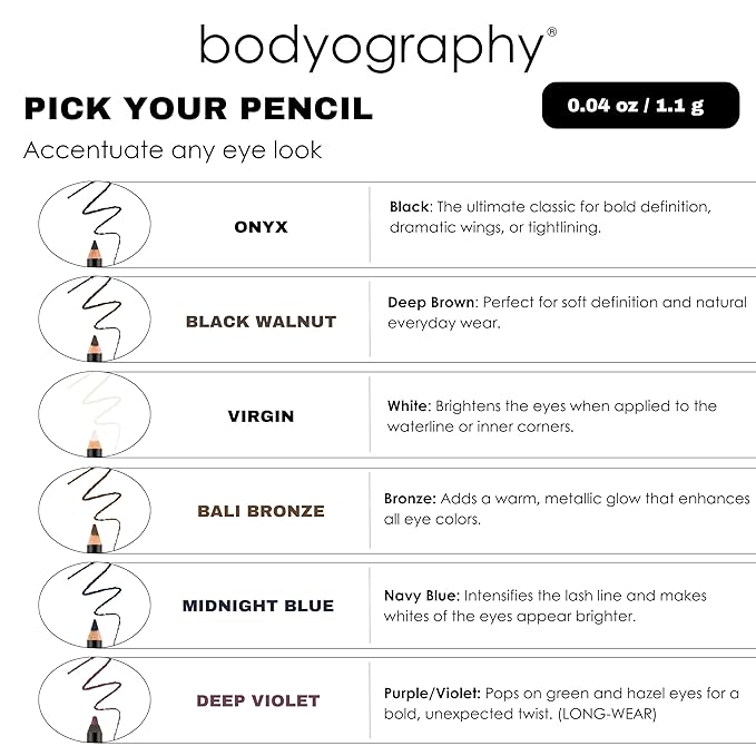 Bodyography Cream Eye Pencil, Black Walnut - Dark Brown Wooden Eyeliner for Eyes & Eyebrows, Long-Lasting Cruelty-Free Coconut Oil Cosmetic Liner