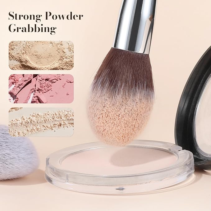 Blush Brush for Cheeks Fluffy Tapered Makeup Brush for Mineral Setting Powder Bronzer Buffing Applicator Large Face Make Up Tool Black