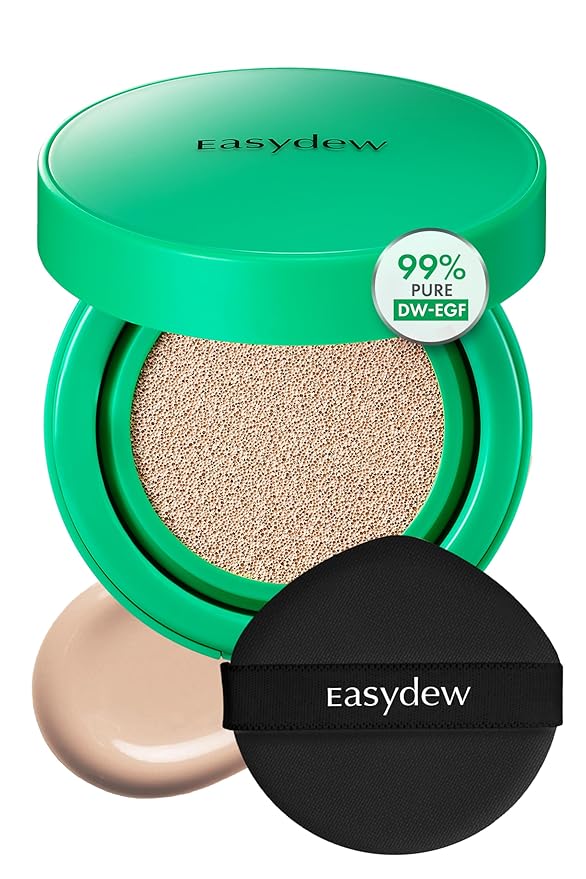 Easydew Mela B Toning Ampoule Cushion - 3-in-1 Age-Defying Sun Shield Full Coverage Cushion Foundation with Niacinamide & Hyaluron-Vital C - Face Makeup Korean Skin Care 0.45 oz (#23 Natural)