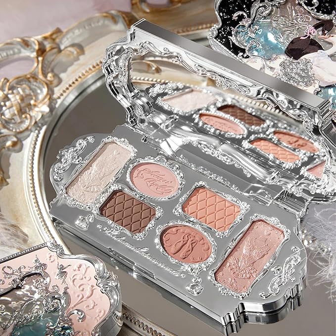 Flower Knows Swan Lake Treasure Makeup Box Set,6 Pack Makeup Box,Lip Gloss×1+Shine Lipstick×1+Eyeshadow×1+Hair Clip×1+Gift Box×1