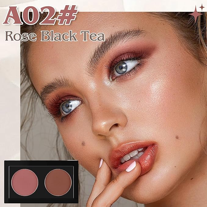 Duo Eye Shadow Powder，Taupe Plum&Brown Matte Eyeshadow Makeup Palette，Neutral Shades Eyeshadow Palette for Woman Daily Eyes Looks，Highly Pigmented，Smooth, Blendable，sombras de ojos, Cruelty-Free 02