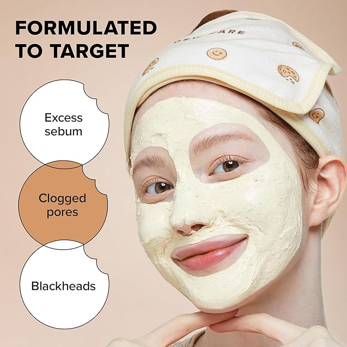 I DEW CARE Wash Off Face Mask Set - How Dough I Look | Headband, Hyaluronic Acid Skincare Essentials, Moisturizing, Soothing, Deep Cleansing, for Dry Sensitive Skin, Stocking Stuffers, 3.38 Oz