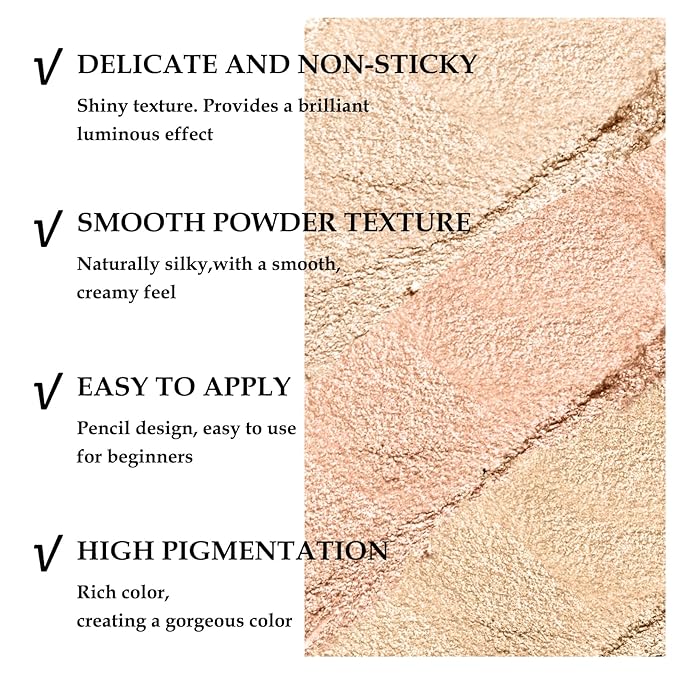 Boobeen 3PCS Cream Eyeshadow Pencil Crayon Waterproof Brightener Stick Shimmer Pen Create Glitter Eye Makeup, Easy to Use